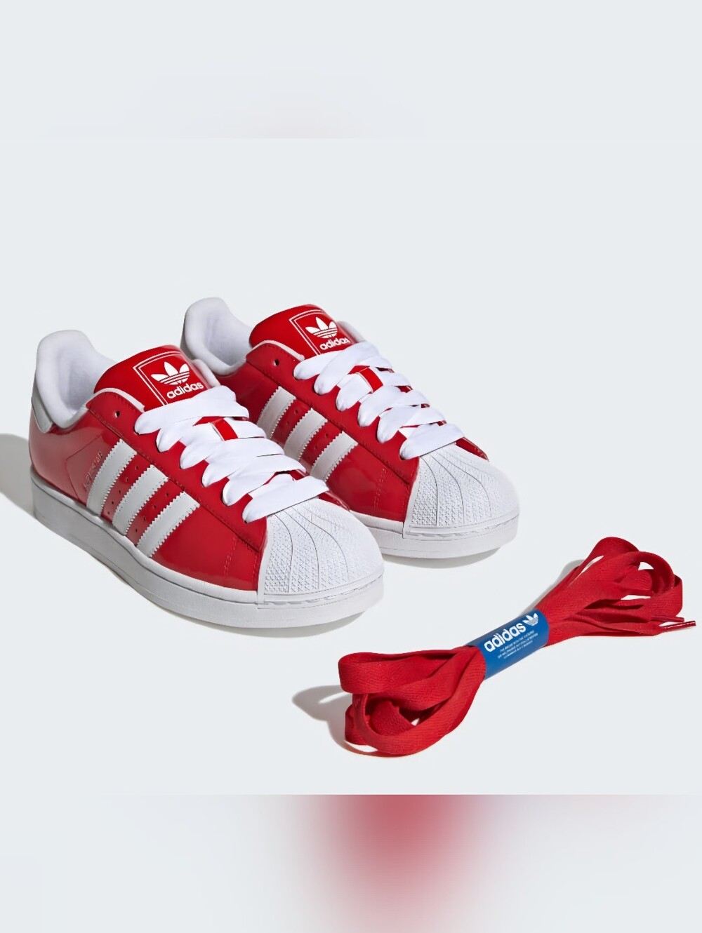Adidas Red and White Superstar Leather Sneakers W 9 M 8
